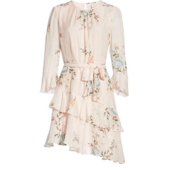JOIE Kayane Asymmetrical Tiered Ruffle Silk Dress Rose Bud Size 0 📦 - Picture 3 of 10